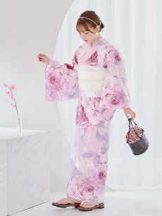 画像7: 【即日発送】アンティーク薔薇浴衣 【浴衣3点セット 浴衣/帯/下駄】 [YMT] (7)