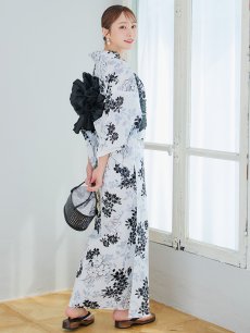 画像11: 【即日発送】ホワイトブラック桜柄浴衣 【浴衣3点セット 浴衣/帯/下駄】[YMT] (11)