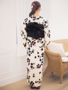 画像15: 【即日発送】水彩和モダン花柄浴衣 【浴衣3点セット 浴衣/帯/下駄】[YMT] (15)