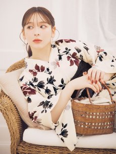 画像6: 【即日発送】水彩和モダン花柄浴衣 【浴衣3点セット 浴衣/帯/下駄】[YMT] (6)