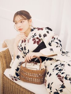 画像7: 【即日発送】水彩和モダン花柄浴衣 【浴衣3点セット 浴衣/帯/下駄】[YMT] (7)