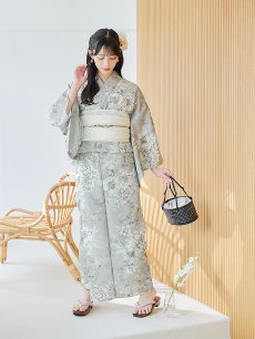 画像5: 【即日発送】クラシカルグレイッシュフラワー浴衣 【浴衣3点セット 浴衣/帯/下駄】 [YMT] (5)