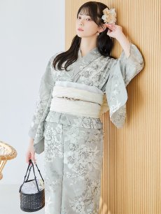 画像7: 【即日発送】クラシカルグレイッシュフラワー浴衣 【浴衣3点セット 浴衣/帯/下駄】 [YMT] (7)
