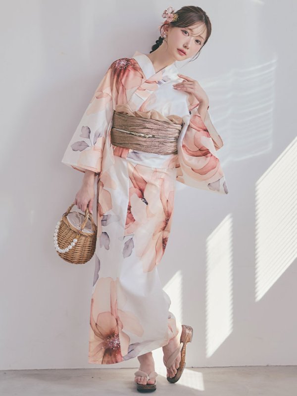 ソフトコーラルフラワー浴衣