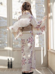 画像8: 【即日発送】【浴衣】クリーム地にピンクの紫陽花浴衣【浴衣３点セット 浴衣/帯/下駄】[YMT] (8)