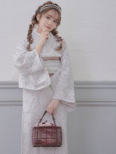 画像10: 即日発送!ピンク地×白レース浴衣【浴衣３点セット 浴衣/帯/下駄】[YMT] (10)