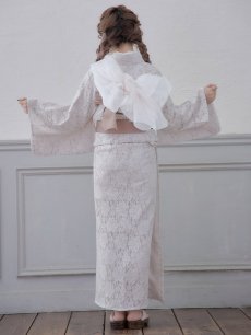 画像8: 即日発送!ピンク地×白レース浴衣【浴衣３点セット 浴衣/帯/下駄】[YMT] (8)