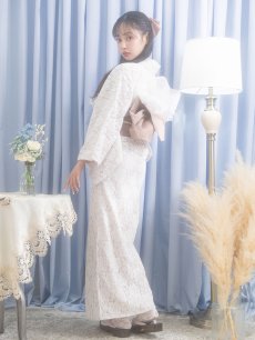 画像10: 即日発送!ピンク地×白レース浴衣 【浴衣3点セット 浴衣/帯/下駄】 [FB02] (10)