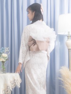 画像11: 即日発送!ピンク地×白レース浴衣 【浴衣3点セット 浴衣/帯/下駄】 [FB02] (11)