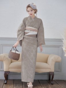 画像4: 【浴衣セール！】【即日発送】【浴衣】ベージュ×フラワーレース浴衣【浴衣３点セット 浴衣/帯/下駄】[YMT] (4)