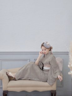 画像9: 【浴衣セール！】【即日発送】【浴衣】ベージュ×フラワーレース浴衣【浴衣３点セット 浴衣/帯/下駄】[YMT] (9)