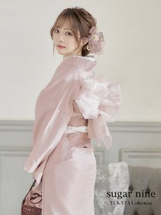 画像2: 【即日発送】【浴衣】ピンク無地浴衣【浴衣３点セット 浴衣/帯/下駄】[YMT] (2)