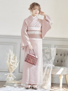 画像4: 【即日発送】【浴衣】ピンク無地浴衣【浴衣３点セット 浴衣/帯/下駄】[YMT] (4)