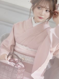 画像5: 【即日発送】【浴衣】ピンク無地浴衣【浴衣３点セット 浴衣/帯/下駄】[YMT] (5)