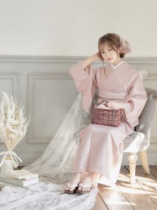 画像9: 【即日発送】【浴衣】ピンク無地浴衣【浴衣３点セット 浴衣/帯/下駄】[YMT] (9)