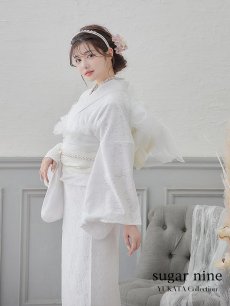 画像2: 【即日発送】【浴衣セール】白レース浴衣【浴衣３点セット 浴衣/帯/下駄】[YMT] (2)