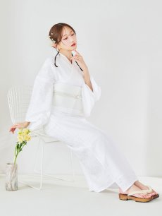 画像10: 【即日発送】【浴衣セール】白レース浴衣【浴衣３点セット 浴衣/帯/下駄】[YMT] (10)