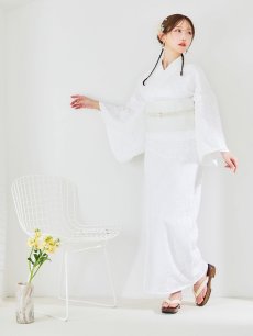 画像12: 【即日発送】【浴衣セール】白レース浴衣【浴衣３点セット 浴衣/帯/下駄】[YMT] (12)