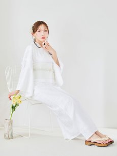 画像13: 【即日発送】【浴衣セール】白レース浴衣【浴衣３点セット 浴衣/帯/下駄】[YMT] (13)