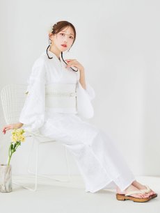 画像2: 【即日発送】【浴衣セール】白レース浴衣【浴衣３点セット 浴衣/帯/下駄】[YMT] (2)