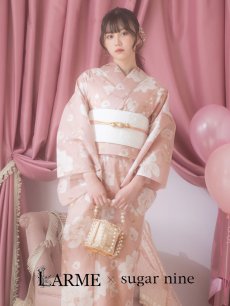 画像3: 【即日発送】【浴衣】くすみピンク地のホワイト牡丹浴衣 【浴衣3点セット 浴衣/帯/下駄】 [YMT] (3)