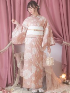 画像4: 【即日発送】【浴衣】くすみピンク地のホワイト牡丹浴衣 【浴衣3点セット 浴衣/帯/下駄】 [YMT] (4)