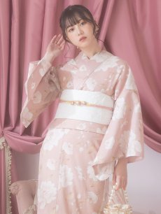 画像5: 【即日発送】【浴衣】くすみピンク地のホワイト牡丹浴衣 【浴衣3点セット 浴衣/帯/下駄】 [YMT] (5)