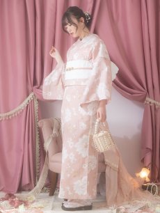 画像6: 【即日発送】【浴衣】くすみピンク地のホワイト牡丹浴衣 【浴衣3点セット 浴衣/帯/下駄】 [YMT] (6)