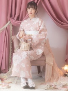 画像7: 【即日発送】【浴衣】くすみピンク地のホワイト牡丹浴衣 【浴衣3点セット 浴衣/帯/下駄】 [YMT] (7)