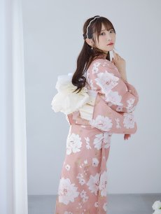 画像10: 【即日発送】【浴衣】くすみピンク地のホワイト牡丹浴衣 【浴衣3点セット 浴衣/帯/下駄】 [YMT] (10)