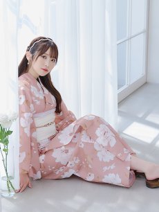 画像12: 【即日発送】【浴衣】くすみピンク地のホワイト牡丹浴衣 【浴衣3点セット 浴衣/帯/下駄】 [YMT] (12)