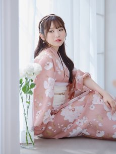 画像14: 【即日発送】【浴衣】くすみピンク地のホワイト牡丹浴衣 【浴衣3点セット 浴衣/帯/下駄】 [YMT] (14)