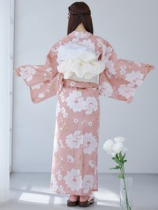 画像15: 【即日発送】【浴衣】くすみピンク地のホワイト牡丹浴衣 【浴衣3点セット 浴衣/帯/下駄】 [YMT] (15)
