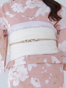 画像16: 【即日発送】【浴衣】くすみピンク地のホワイト牡丹浴衣 【浴衣3点セット 浴衣/帯/下駄】 [YMT] (16)