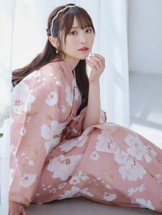 画像3: 【即日発送】【浴衣】くすみピンク地のホワイト牡丹浴衣 【浴衣3点セット 浴衣/帯/下駄】 [YMT] (3)