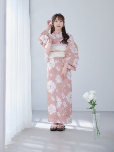 画像5: 【即日発送】【浴衣】くすみピンク地のホワイト牡丹浴衣 【浴衣3点セット 浴衣/帯/下駄】 [YMT] (5)
