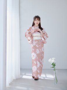 画像7: 【即日発送】【浴衣】くすみピンク地のホワイト牡丹浴衣 【浴衣3点セット 浴衣/帯/下駄】 [YMT] (7)