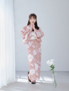 画像8: 【即日発送】【浴衣】くすみピンク地のホワイト牡丹浴衣 【浴衣3点セット 浴衣/帯/下駄】 [YMT] (8)