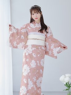 画像9: 【即日発送】【浴衣】くすみピンク地のホワイト牡丹浴衣 【浴衣3点セット 浴衣/帯/下駄】 [YMT] (9)