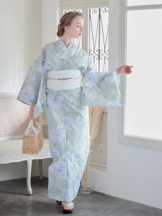 画像5: 【即日発送】【浴衣】ミント地x牡丹浴衣 【浴衣3点セット 浴衣/帯/下駄】 [YMT] (5)