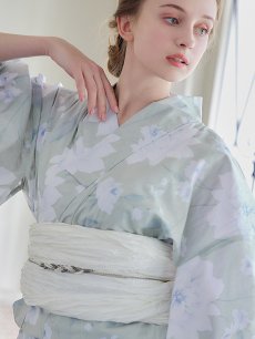 画像6: 【即日発送】【浴衣】ミント地x牡丹浴衣 【浴衣3点セット 浴衣/帯/下駄】 [YMT] (6)