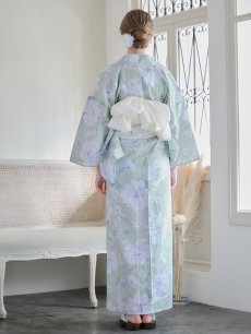 画像9: 【即日発送】【浴衣】ミント地x牡丹浴衣 【浴衣3点セット 浴衣/帯/下駄】 [YMT] (9)