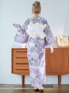 画像16: 【即日発送】大胆に咲き誇る紫×白牡丹浴衣 【浴衣3点セット 浴衣/帯/下駄】 [YMT] (16)