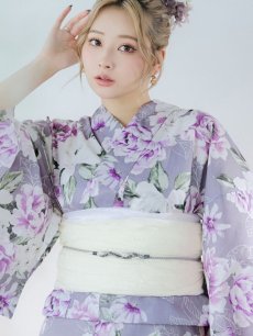 画像17: 【即日発送】大胆に咲き誇る紫×白牡丹浴衣 【浴衣3点セット 浴衣/帯/下駄】 [YMT] (17)