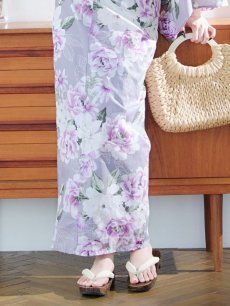 画像18: 【即日発送】大胆に咲き誇る紫×白牡丹浴衣 【浴衣3点セット 浴衣/帯/下駄】 [YMT] (18)