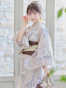 画像9: 【即日発送】ベージュ地×水仙の花浴衣 【浴衣3点セット 浴衣/帯/下駄】 [FB02] (9)