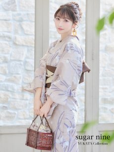 画像1: 【即日発送】ベージュ地×水仙の花浴衣 【浴衣3点セット 浴衣/帯/下駄】 [FB02] (1)