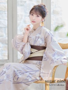 画像2: 【即日発送】ベージュ地×水仙の花浴衣 【浴衣3点セット 浴衣/帯/下駄】 [FB02] (2)