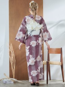 画像15: 【即日発送】えんじxマーガレット浴衣 【浴衣3点セット 浴衣/帯/下駄】 [FB02] (15)