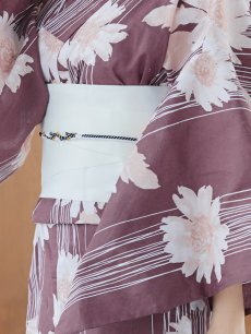 画像16: 【即日発送】えんじxマーガレット浴衣 【浴衣3点セット 浴衣/帯/下駄】 [FB02] (16)